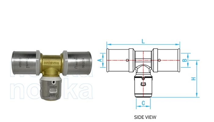 PEX F5 Press-Fit to PEX F6 Push-Fit Reducing Tee